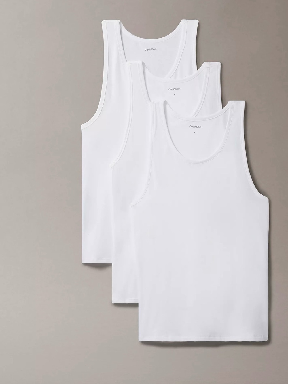 Calvin Klein Men's White Cotton Tank Tops - 2 packs of of 3 each